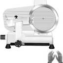 Meat Slicer10-inch 340W Home Use and for Commercial Electric Food Slicer with Chromium-plated Steel Blade and Built-in Sharpening Stone Easy to Clean Adjustable Thickness Cuts Meat Bread and Cheese