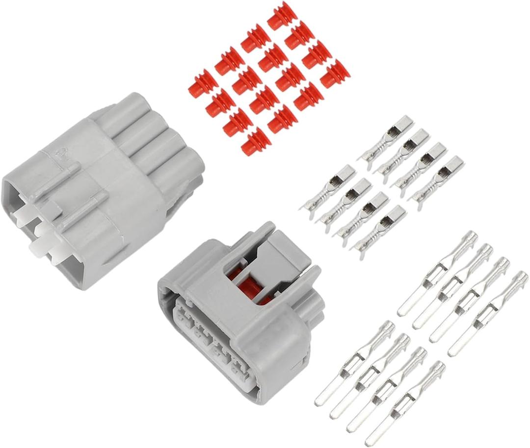 8 Pin Headlight Waterproof Connector Plug - Car Male Female Wire Terminal Connector - for Toyota Plastic Gray - 1 Set Durable Material