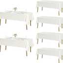 Fokitut 6 Pack Rectangle Tablecloth, 60x102 Inch, Stain Resistant and Wrinkle Polyester Table Cloth, Fabric Table Cover for Kitchen Dining, Wedding, Party, Holiday Dinner-Ivory