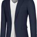 Vssjavun Blazer for Men Casual Suit Jackets Lightweight Sport Coat One Button Slim Fit Suits (Blue, L)