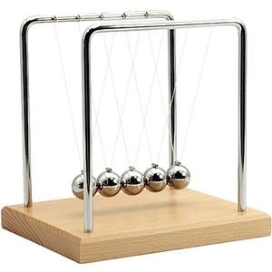 QLKUNLA Newtons Cradle Balance Balls Science Physics Gadget Desktop Decoration Kinetic Motion Toy for Home and Office (Beech,5 Balls)
