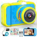 Kids Camera, 1080P 48MP Front Selfie Toddler Camera, 3.5 inch Big Screen Toy Camera, 10X Zoom in Chritmas Birthday Gift Cameras for Kids Boys Girl Age 2 3 4 5 6 7 8 9 10 11 12, Blue