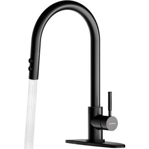 Kitchen Faucet with Pull Down Sprayer 17 Inch Tall Single Handle High Arc Kitchen Sink Faucet for Classic with Deck Plate, Matte Black