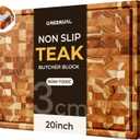 Teak Wood Cutting Boards for Kitchen 20'' Extra Large Butcher Block End Grain Wooden Cutting Board with Juice Groove & Handle Heavy Duty Chopping Charcuterie Board Non Toxic Slip Serving KnifeFriendly