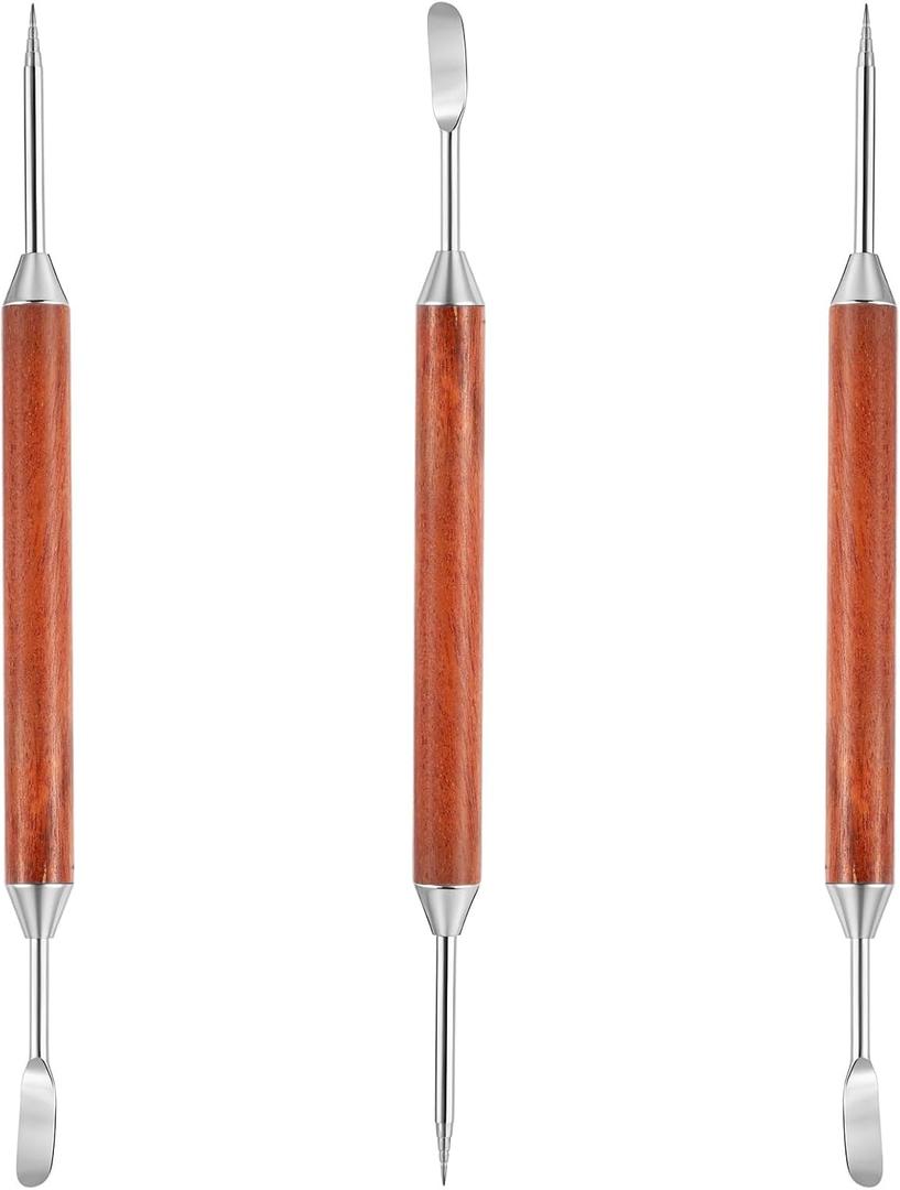 3PCS Latte Art Pen, Stainless Steel Dual-Ended Coffee Drawing Pen with Wood Handle Latte Art Tools Espresso Designs Barista Accessories Coffee Tool for Home Cafe Bar