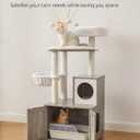 Feandrea Cat Tree with Litter Box Enclosure, 59-Inch Modern Cat Tower, 2-in-1 Condo with Scratching Posts, Washable Removable Cushion, Greige UPCT113G01