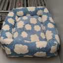 Lesure Cute Dog Bed for Small Dogs - Washable Puppy Beds,Cozy Rectangle Orthopedic Pet Sofa with Jacquard Shaggy Plush & Anti Slip Bottom,25x21x7inches (Cozy Clouds Blue)