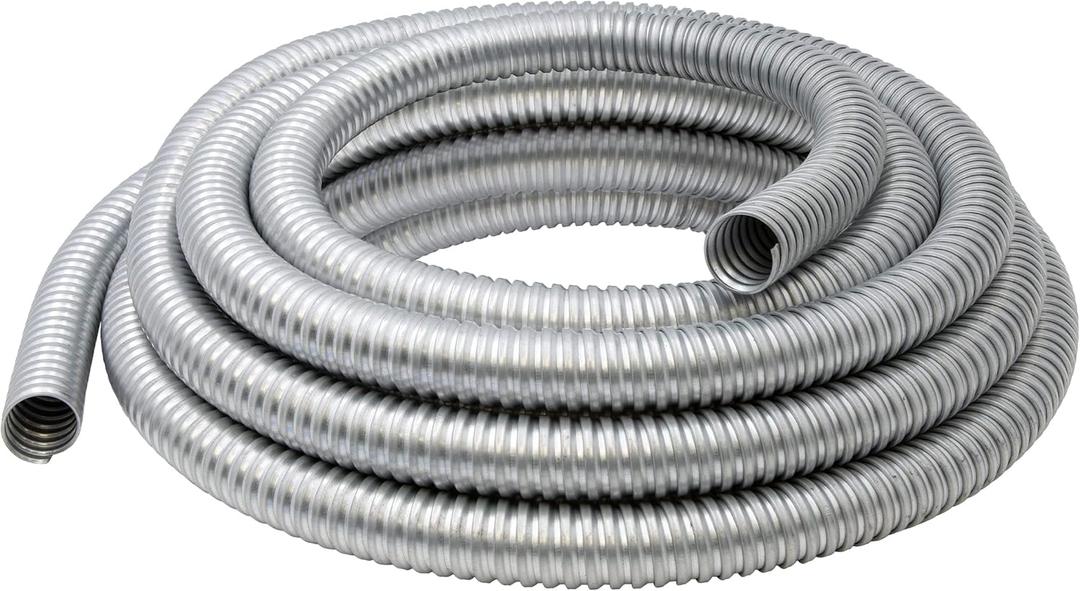 Maxxima 3/4 in. x 25 ft. Galvanized Steel Flexible Electrical Conduit - Greenfield Electrical 25 ft. Roll, Corrosion Resistant, Smooth Interior for Wire Pulling, Durable and Flexible, UL Listed