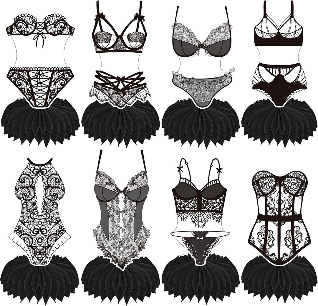 Lingerie Honeycomb Centerpieces 11PCS Lingerie Shower Party Decorations Underwear Bridal Shower Table Decor Bras and Panties Centerpieces for Hen Night Party Supplies