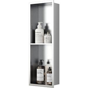 Neodrain 2-Tier Stainless Steel Shower Niche,Brushed, 8" X24", 8X24In