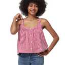BEAUZSUZSANA Fashion Camisole for Women 2024 Summer Casual Sexy Tops 100% Cotton Scoop Neck Sleeveles Shirts Button Down (Red Plaid,XXL) (Red, XXL)