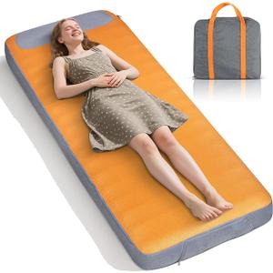 Camping Sleeping Pad, Memory Foam Fast Self Inflating Insulated Durable Camping Mat Air Mattress with Pillow，for Tent, Traveling, Car, Camping, Grey+Orange
