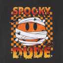 Toddler Halloween Shirts Baby boy Spooky Dude T-Shirt Funny Bandages Face Graphic Tee Bats Print Spooky Season Tops (18-24 Months, Black)