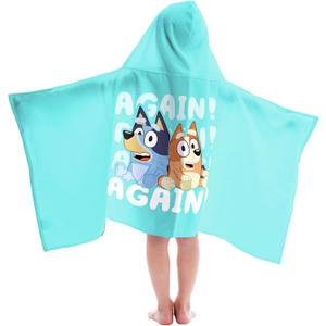 Jay Franco Kids Hooded Towel  22" x 51" Super Soft Bath Wrap with 3D Hood, Beach, Pool & Travel, Official Licensed Product, Blue - Bluey