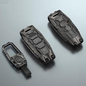 Mech Style Heavy Metal Key fob Cover, Compatible with Audi A1 A3 A4 A5 A6 A7 A8 Q3 Q5 Q7 SQ5 S3 S4 S5 S6 S7 S8 SQ5 RS5 RS7 TT R8 etc, Zinc Alloy Key Case Protector (C Style, 1 PCS)