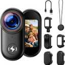 4K Mini Body Camera with 64GB Card, Thumb Action Camera Magnetic Mount 1.47" Screen, Wearable POV Camera for TikTok YouTube Vlogging Motorcycle Security