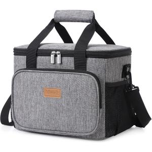 Lifewit Large Lunch Bag Insulated Lunch Box Soft Cooler Cooling Tote for Adult Men Women, Gray 24-Can (15L)