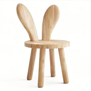 HuiBeans Bunny Chair for Ages 1.5-4 - Small Toddler Wooden Chair with 9.25" Seat Height, Solid Wood Rabbit Stool for Nursery, Playroom & Low Tables, Mini Kids Furniture - 1 Pack