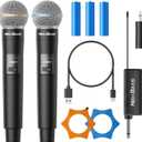 Wireless Microphone, Rechargeable Dual Cordless Handheld Dynamic Wireless Mics, NEWBAXS Karaoke Microphones with 1/4'' Output for Karaoke, Meeting, Singing, Church, Wedding