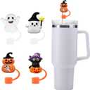 10 x IOKUKI Silicone Straw Covers for Stanley 30&40 Oz Tumbler, 10mm/04in Straw Covers Cap for All 9-10mm Straws, Dust-Proof Reusable Protector Topper for Water Bottle - 4 PCS