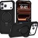 Compatible with iPhone 17 Pro Max Case 6.9'' with Magnetic Ring Stand [Military Drop Protection][Compatible with MagSafe] Shockproof 17 Pro Max Phone Case for Men Wowen,Black