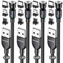 VAFOTON Magnetic Charging Cable, 4-Pack(Black, 3.3/3.3/6.6/6.6FT) Magnetic Type C Phone Charger Cable for Android, Magnet USB C Cords-Nylon Braided Suitable for Type C/Micro USB/i-Product