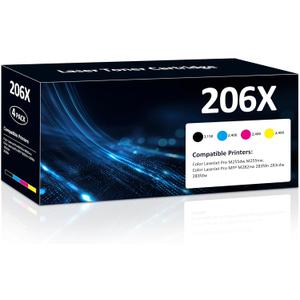 206X Toner Cartridges High Yield 4 Pack Compatible for HP 206X 206A Set for HP Color Laserjet Pro M255dw M255nw MFP M283fdw M283cdw M282nw M283fdn Printer(Black/Cyan/Yellow/Magenta)