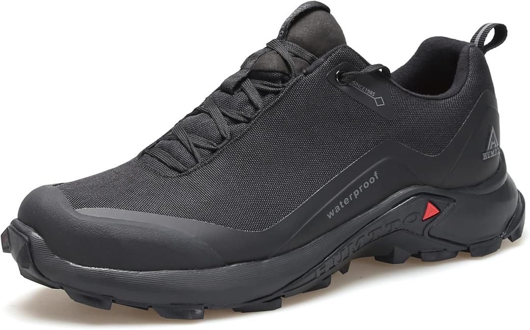 HUMTTO Men's All-Terrain Waterproof Hiking Shoes Lightweight Breathable Anti Slip Outdoor Trekking Trails Shoes (13, Black)