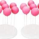 2 Pack Cake Pop Stand - 7 Hole Wood Lollipop Holder Display Round Candy or Sucker Stand for Wedding, Birthday Party, White (7hole x2)