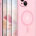 CAPRARO Magnetic for iPhone 14 Case, [Compatible with MagSafe] [Full Camera Protection] Shockproof Protective Slim Translucent Matte Phone Case for iPhone 14 6.1'', Peach Pink