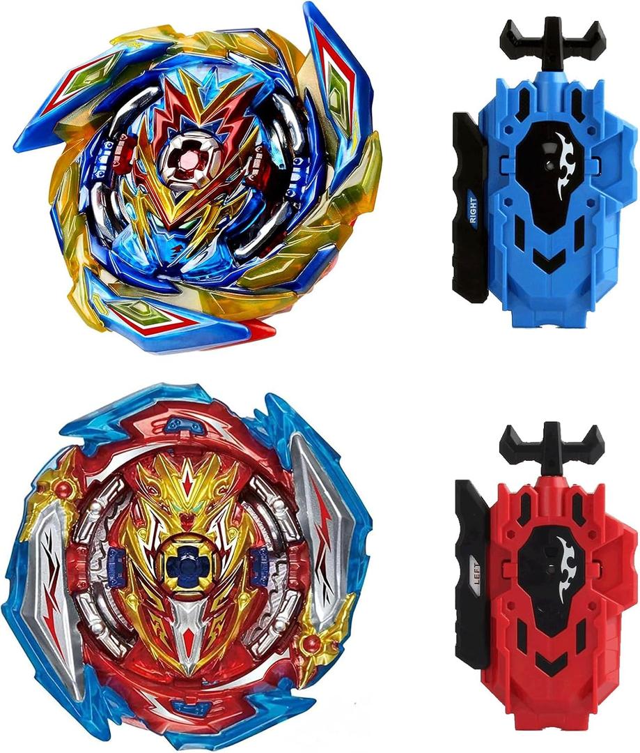 Gyros Turbos Set, 4D Arena Metal Fusion Battles Gyros, with Battling Top Launcher, Gift Sets for Kids,B163+B173-1