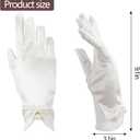 2P White Satin Gloves for Women - Short Opera, Dance, Wedding Banquet Gloves