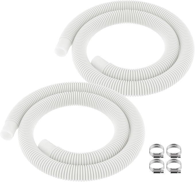 ANTOBLE Pool Hose for Intex 1.25" Diameter Above Ground Pool Pump Hoses Replacement Accessory 59" Long 1-1/4 Swimming Pool Filter Pump Hoses 607 637 With 3 Metal Clamps, 2 Pack