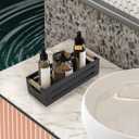 LotFancy Bathroom Decor Box, 2 Pack Toilet Tank Topper Basket, Wooden Bathroom Basket, Back of Toilet Storage Basket, Black Farmhouse Toilet Paper Holder