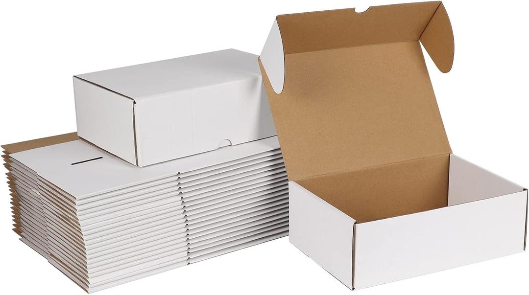 ZBEIVAN 9x6x3 White Shipping Boxes Set of 25, Corrugated Cardboard Mailer Boxes for Packaging Small Business Mailing Gifts
