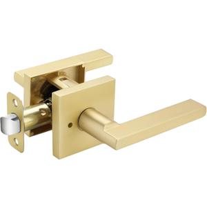 Haidms Gold Door Handle Interior, Zinc Alloy Brushed Gold Privacy Interior Door Handle for Bathroom, Modern Bedroom Lever Doorhandle (1 Pack)