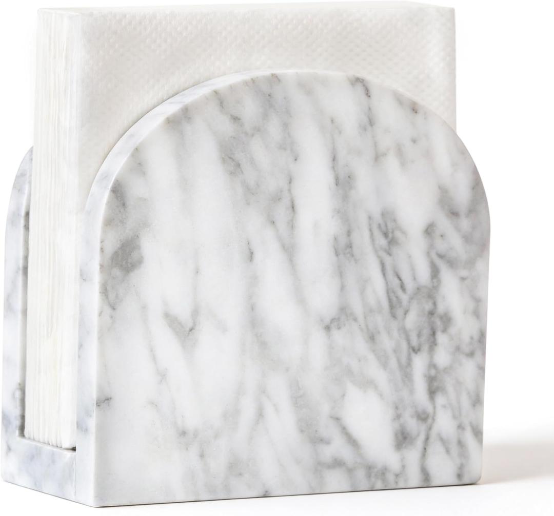 Marble Napkin Holder for Table, Upright Napkin Holders with Marble Unique Texture, Standing Napkin Dispenser for Kitchen Dining Room Counter Tops, Restaurant (Height 5.9")