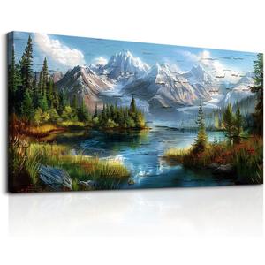 FUHAIHUA Canvas Wall Art For Living Room Wall Decor For Bedroom Modern Office Wall Decoration Mountains Rivers Landscape Painting Farmhouse Pictures Artwork Room Aesthetic Home Decor 20x40 In (40L" x 20W")