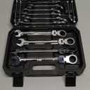 Prostormer 14-Piece Metric Flex-Head Ratcheting Wrench Set, 6-19mm Combination Wrench Kit with Storage Case, 72 Tooth, Cr-V Steel Constructed