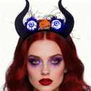TWINKLEDE Light Up Halloween Headband Devil Horns Hair Accessories for Adult