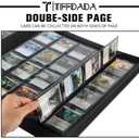 TIFFDADA Trading Card Binder 20 Pocket, Holds 2000+ Cards, Ringless 50 Double-Sided Sleeves, Spine Label with Maker Pen, Side Loading Card Collection Album with Zipper for TCG, PTCG, MTG, Sports Cards