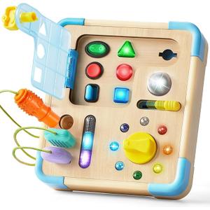 lalalark Electronic Busy Board – Montessori Learning Toddler Toy, 15 Lights & 9 Sounds, 5 Switches & Plugs, Sensory, Fidget, Travel Activities, Early Development, Christmas Baby Gifts Toys Age 18M+