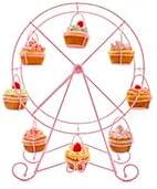 Zoie + Chloe Ferris Wheel Cupcake Stand - Decorative Cupcake Holder for Parties - Spinning Display for Serving Pastry, Treats & Desserts - Easy-to-Clean, Fits 8 Small Cupcakes - 14x4x17, Rose Pink