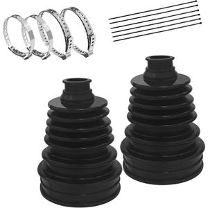 Universal CV Boot Repair Kit, Silicone Waterproof Dustproof Axle CV Joint Boot Set with 4 Stainless Steel Clamps & 6 Cable Ties, Highly Flexible Constant Velocity Joint Boots for Shaft 19mm-24mm (Black)