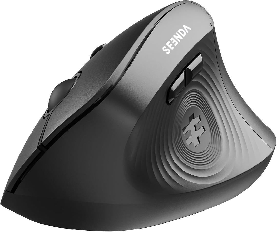 seenda Ergonomic Mouse Wireless, MOU200 Bluetooth Vertical Mouse - 3 Multi-Device Connectivity,1000/1600 /2400 DPI, Ergo Optical Mice for Windows, Mac OS, Computer/PC/Laptop, Black