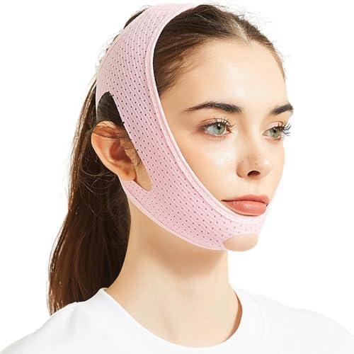 Chin Strap for Sleeping, Anti Snoring Chin Strap for CPAP Users, Jaw Strap for Sleeping Close Mouth, Adjustable & Breathable Chin Strap, Anti Snoring Devices,Snore Stopper for Men and Women, (Pink/S)