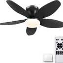 36" Low Profile Ceiling Fan with Lights & Remote, 6-Speed Wind, Dimmable 3-Color LED, Reversible DC Motor,Timer, Memory Function for Bedroom/Living Room/Patio Use (Black)