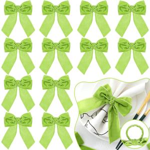 Maxdot 12 Pcs Bow Napkin Rings Valentine's Day Velvet Bow Tie Napkin Holder 4 x 4.9 Inch Serviette Buckles for Valentine's Day Weddings Birthday Party Dinner Table Decor (Green)