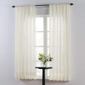 Solid Rod Pocket Window Sheer Panel, Ivory, 84" L x 59" W (Single Panel)