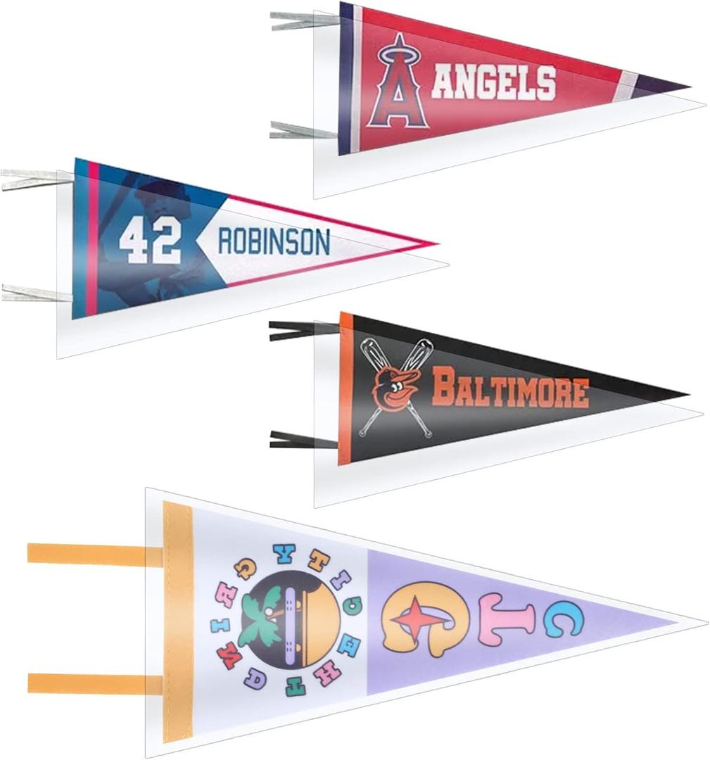 WANGDEFA 10 Pieces Soft Pennant Sleeve Bag Pennant Sleeve Protector Display for pennants 2 Mil Polyethylene Case Holder 12.75x31.5 Protector